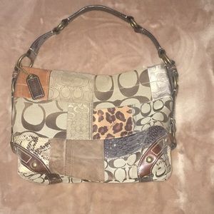 Coach brown patchwork shoulder bag